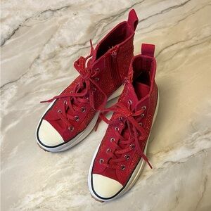Steve Madden Red Sparkle High-Top Sneakers, 9.5